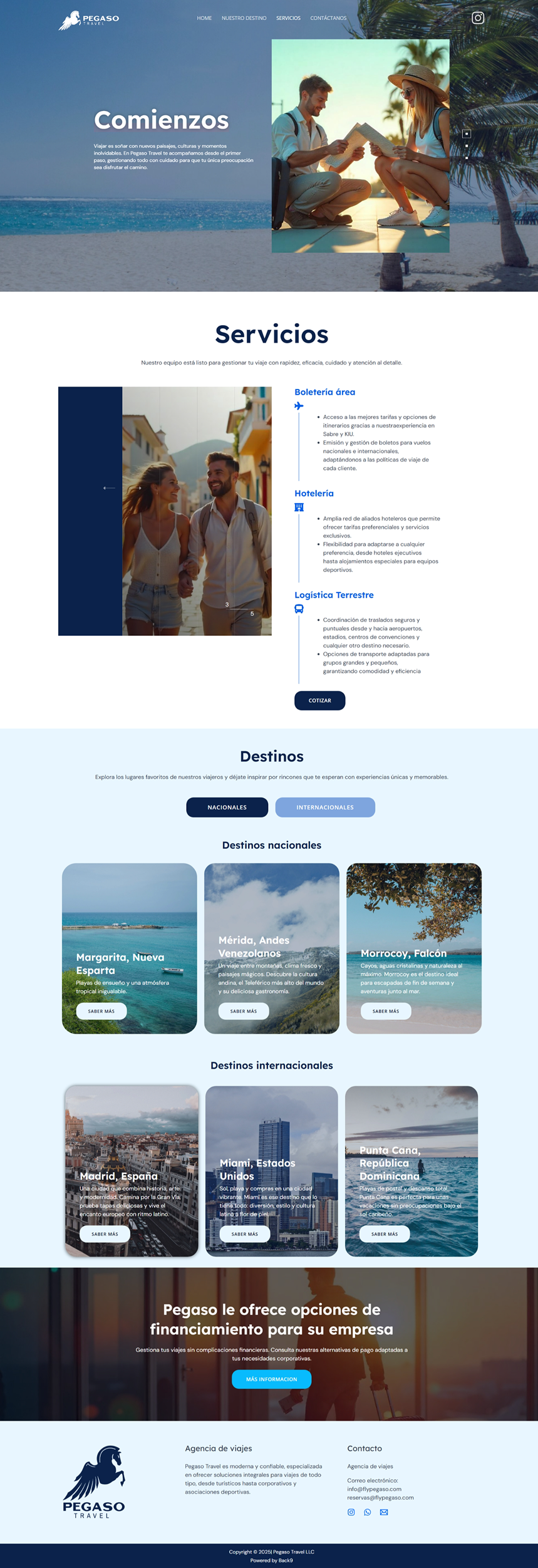 Pegaso Travel sample interface — view 3