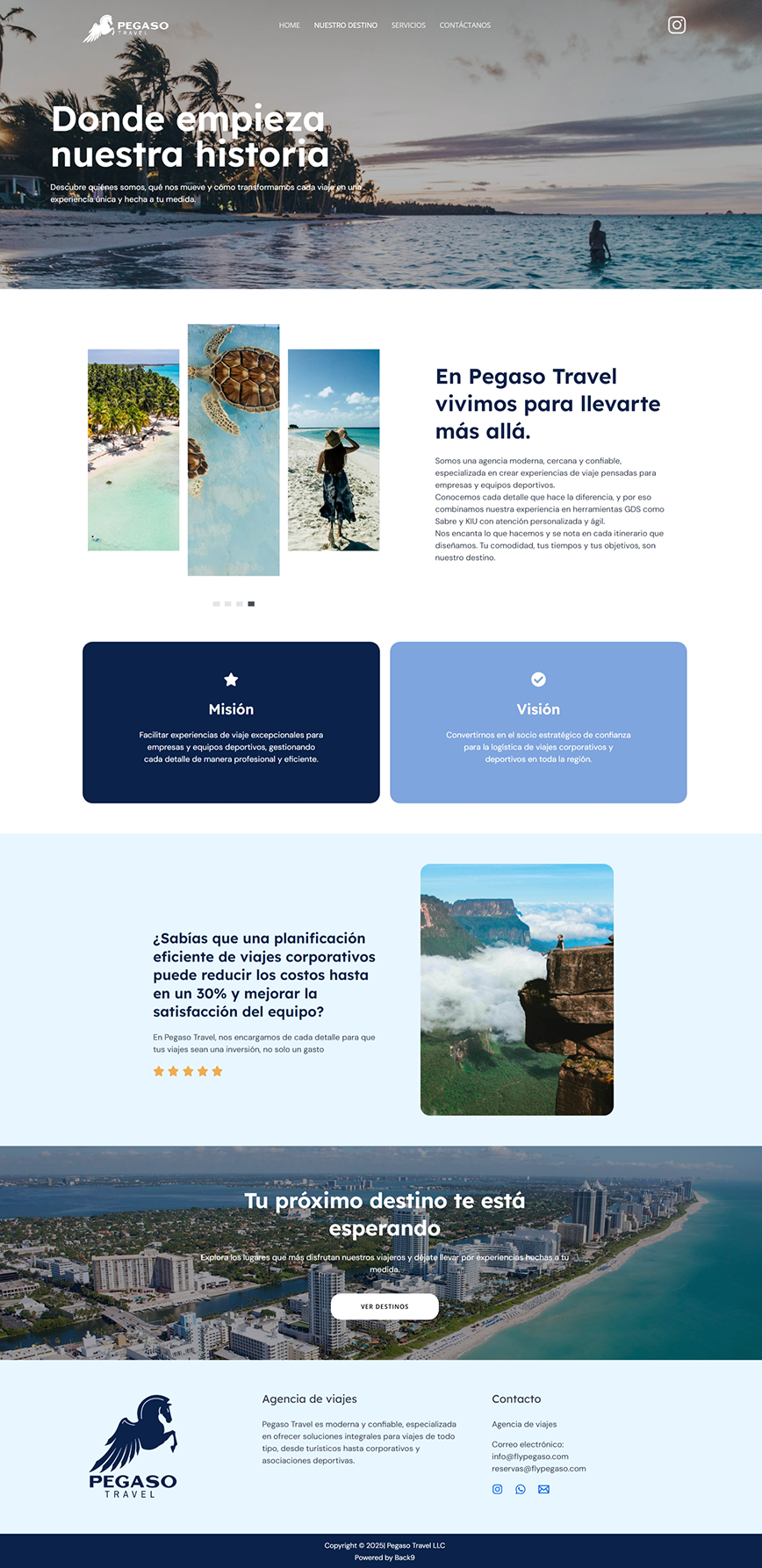 Pegaso Travel sample interface — view 1